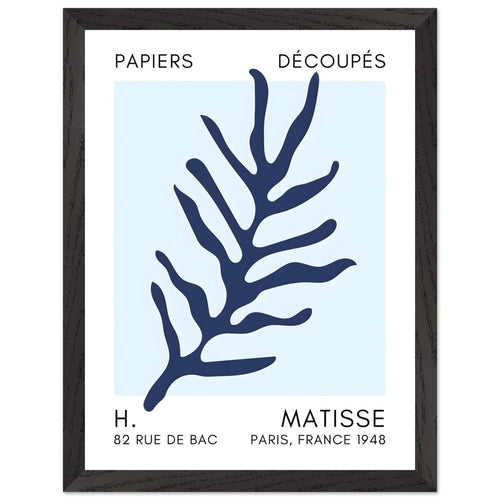 Artfulprints Poster met Lijst Matisse – Ocean flora navy blue I   - 30x40 cm - Blauw
