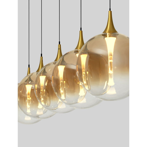 Nova Luce ORENDA Hanglamp voor aan het plafond in de stijl van een bar, champagne, messing goud, mat zwart, Triac dimbare LED 20W 1250lm 3000K