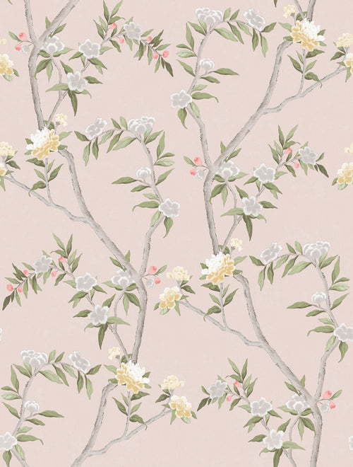 Sanders & Sanders behang bloemen oudroze en vergrijsd groen - 53 cm x 10 m - 640165