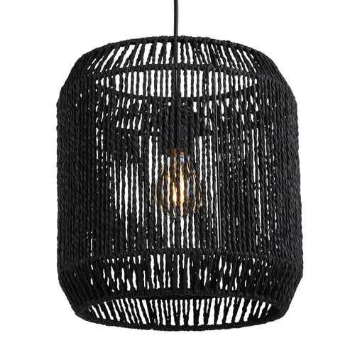 Lighto - Hanglamp Rotan Zwart Ø28 cm - Glide