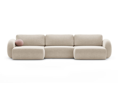 Cosmopolitan Design Converteerbare panoramische bank met opbergdoos Tonale 5-zits, chenille donkerbeige - 149x362x88cm