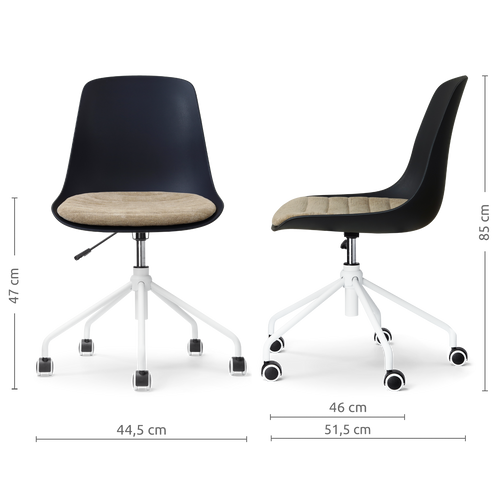 Nolon Nout-Liv eetkamerstoel zwart met nougatbruin zitkussen - wit onderstel - vtwonen shop