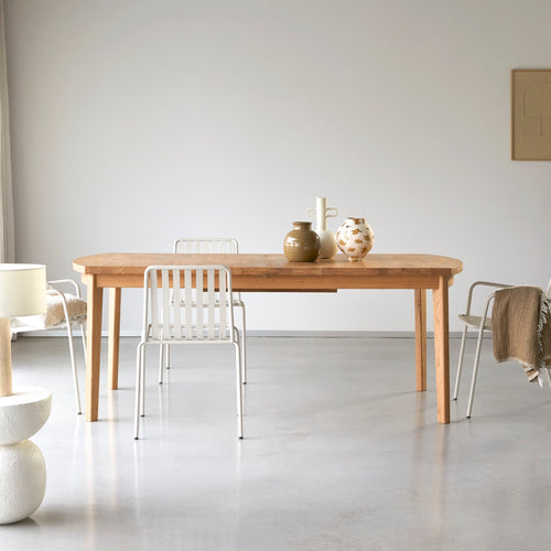 Tikamoon Massief eiken uitschuifbare tafel voor 6/12 personen - Naturel - vtwonen shop