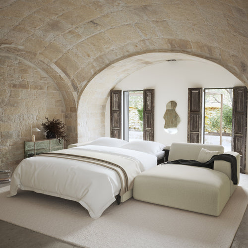 Sia Home - Rechthoekige hoekbank met snelle slaapfunctie MYRA - kruisweefsel beige 280cm