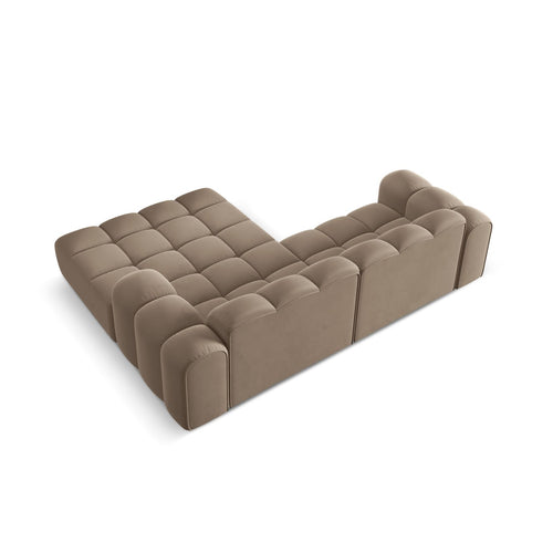 Cosmopolitan Design - Rechter hoekbank Treno 3-zits, flueel cappuccino - 184x240x70cm