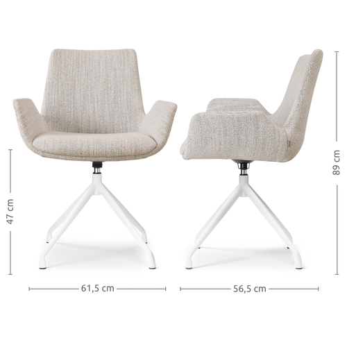 Nolon Nola-Eef Eetkamerstoel Beige Gemêleerd - Draaibaar Wit Onderstel - vtwonen shop