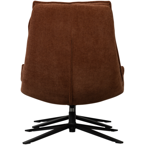 WOOOD draaifauteuil met hocker Kube - Chenille stof - Bruin - vtwonen shop