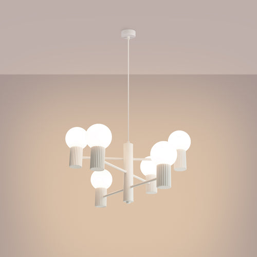 Sollux Lighting Kroonluchter HALO 6 wit - 64x64x230cm
