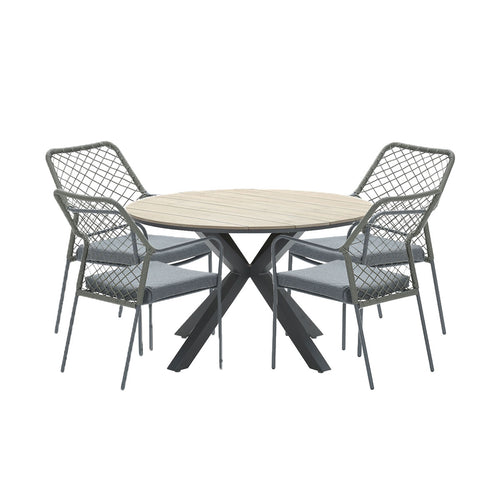 Garden Impressions tuinset Ross - Tulli mosgroen - light teak look - Ø122 cm