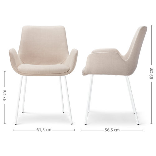 Nolon Nora-Eef Eetkamerstoelen Set van 2 - Beige - Witte Poten