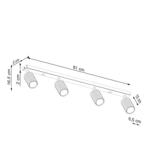 Sollux Lighting Plafondlamp KARBON 4L ultramarijn - 81x6,5x16,5cm