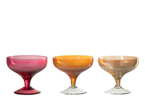 J-Line glas Voet Rond - glas  - rood - 4 stuks - vtwonen shop