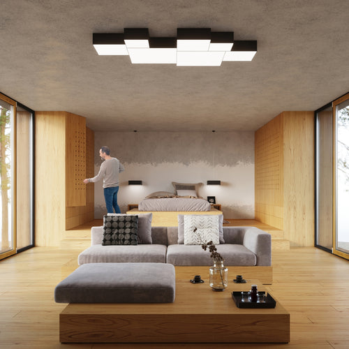 Sollux Lighting Plafondlamp HORUS 45 zwart - 45x45x11cm
