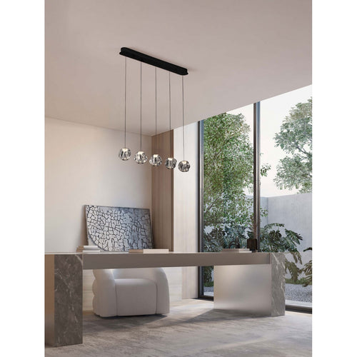 Nova Luce IFOS Hanglamp voor aan het plafond, model Bar, zandkleurig zwart, chroom, Triac dimbare LED, 25W, 1340lm, 3000K