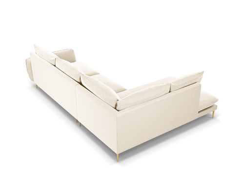 Cosmopolitan Design linker hoekbank Vienna 6-zits, flueel, lichtbeige - 185x275x95cm