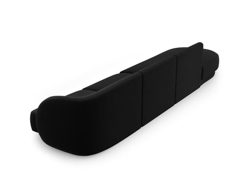 Micadoni linker bank Miley 4-zits, flueel, zwart - 90x323x70cm
