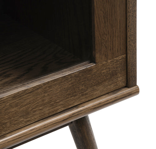 Rebellenclub Vitrinekast Yass - Smoked Eiken met Rattan - vtwonen shop