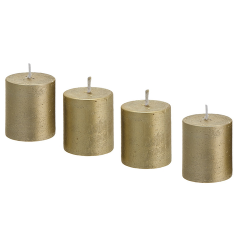 Sia Deco - Set van 4 Stripes Xs kaarsen - Goud - gouden - Paraffine - H5 - vtwonen shop