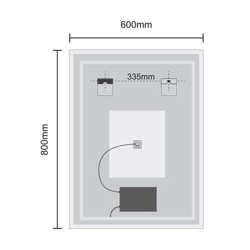 LOMAZOO badkamerspiegel Orlando - met LED verlichting & spiegelverwarming - rechthoekig - 60 x 80 cm