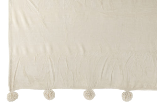 J-Line plaid Pompon - polyester - beige/menthe - 170 x 130 cm - vtwonen shop