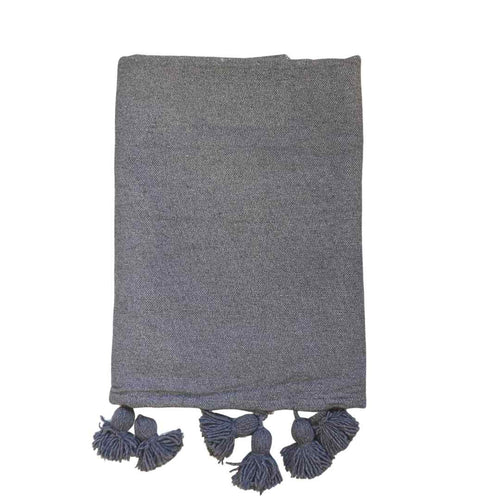 NOA MAY Plaid Pom Pom - grijs - 95 x 175 cm