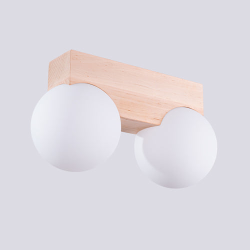 Sollux Lighting Plafondlamp BULBO 2 naturel hout - 29x12x16cm