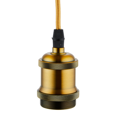 Lighto | Pendel Champagne Goud | Inclusief Lichtbron Helder | Vintage | 1.5m Snoer | Met Plafondkap