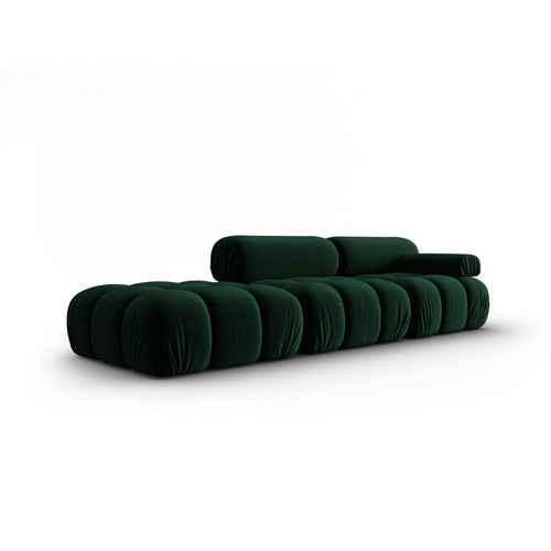 Cosmopolitan Design - Rechte modulaire bank Cortina 4-zits, flueel flessengroen - 94x282x70cm