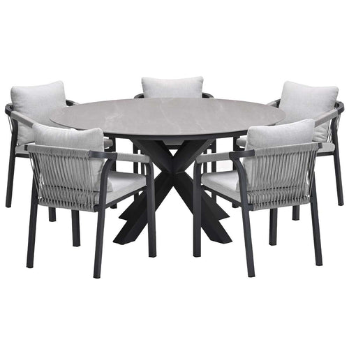 Garden Impressions tuinset Tarera - Duuk - taupe - Ø150 cm - 6-delig - vtwonen shop