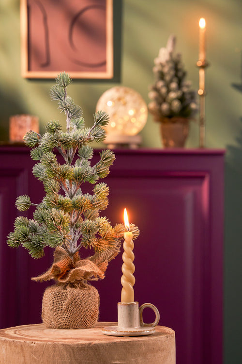 House of Seasons Kunstkerstboom in Jute - H45 x Ø23 cm - Groen Frosted