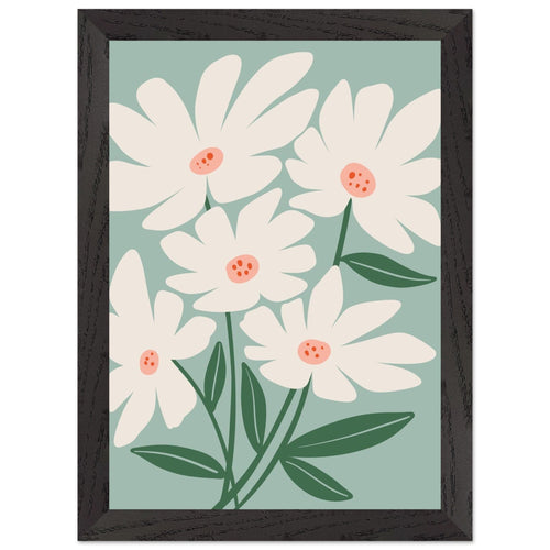 Artfulprints Poster met Lijst Boho – Joyful petals   - A4 21x29.7 cm - Wit
