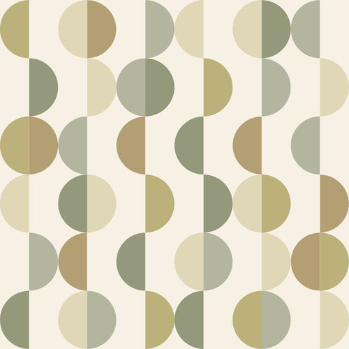 ESTAhome behang grafisch motief groen en beige - 50 x 900 cm - 131992