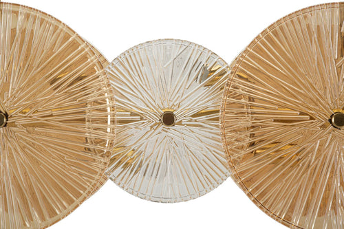 Hanglamp van metaal en glas in goud (100 x 23 x 28-94 cm)