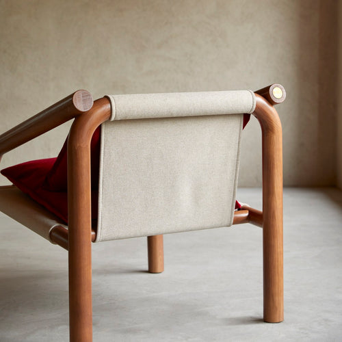 Tikamoon Fauteuil van massief eikenhout en rood fluweel - Rood