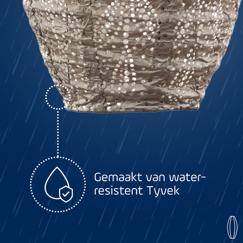 Lumiz solar lampion - folia long oval - 20 cm - licht taupe - vtwonen shop