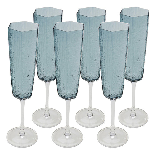 Kare Design Champagneglazen Cascata blauw (6/Set) - vtwonen shop