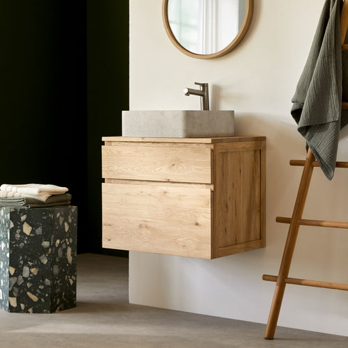 Tikamoon Massief eikenhouten wastafelmeubel 60 cm - Naturel - vtwonen shop