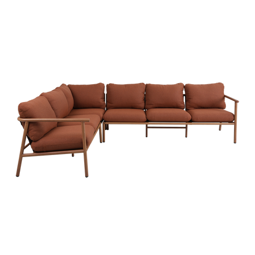 WOOOD loungeset tuin Cavero - Aluminium - Terra/Naturel - 63x268x206