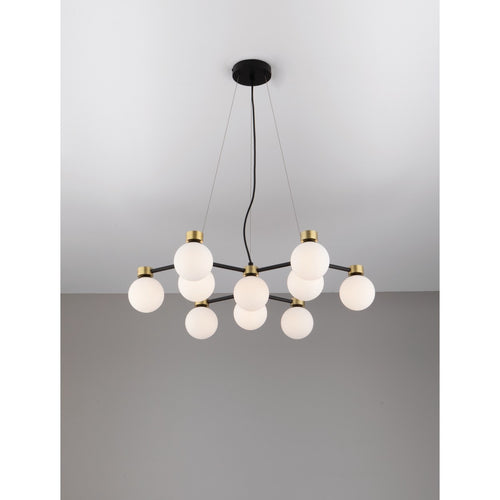 Nova Luce OVALINO Hanglamp met meerdere armen voor plafondmontage in opaal, satijngoud en matzwart, LED G9 10x5W