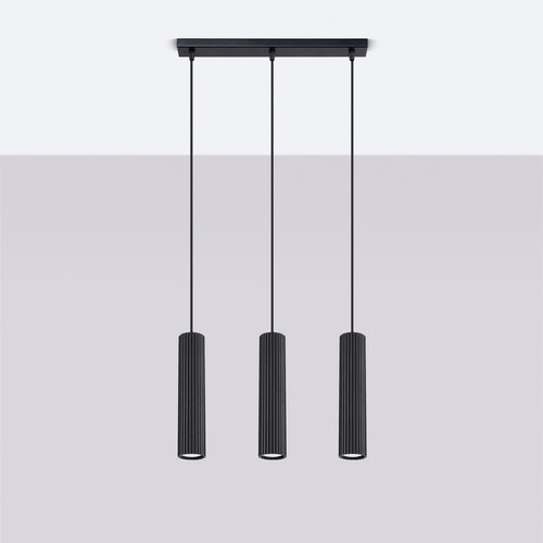 Sollux Lighting Hanglamp KARBON 3L zwart - 45x6,5x98cm