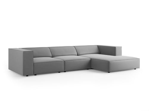 Cosmopolitan Design rechter hoekbank Arendal 4-zits, flueel, lichtgrijs - 166x284x70cm