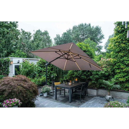 Garden Impressions zweefparasol Lumen LED zand kleurig doek - 300x300 cm - vtwonen shop