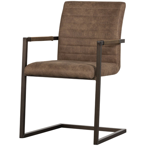 WOOOD eetkamerstoelen Bas - Leerlook - Taupe - Set van 6
