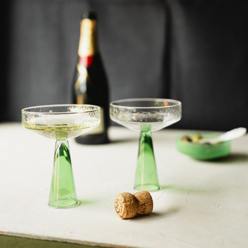 Brût Homeware Champagne Coupe groen, 2 sets van 2