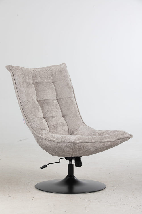 FurniLux Fauteuil Sam Licht Grijs van  - Stof - Met en ronde voet - Verstelbaar en draaibaar - 100% Polyester - 76 x 81 x 109cm - vtwonen shop