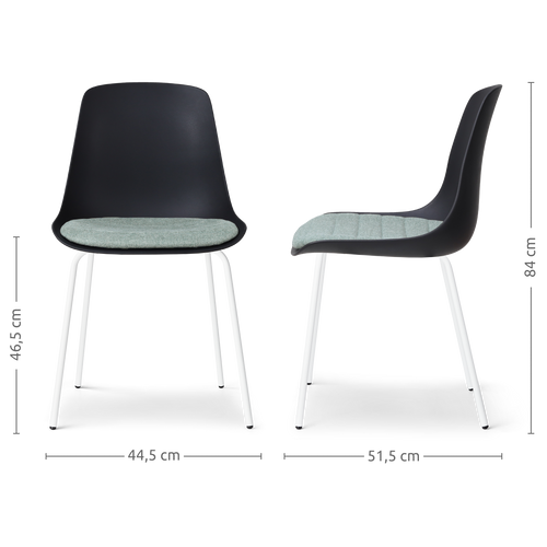 Nolon Nora-Liv Eetkamerstoel Zwart - Zacht Groen Kussen - Witte Poten - vtwonen shop