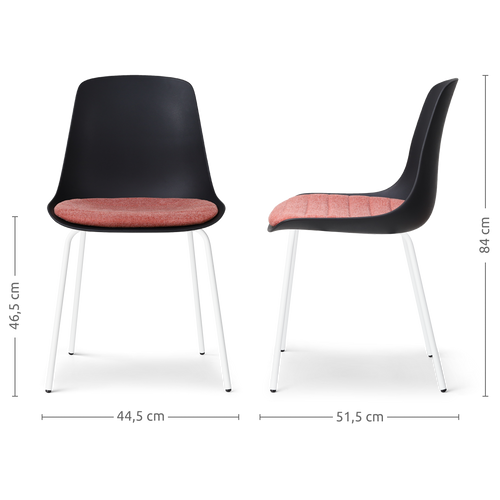 Nolon Nora-Liv Eetkamerstoel Zwart - Terracotta Kussen - Witte Poten - vtwonen shop