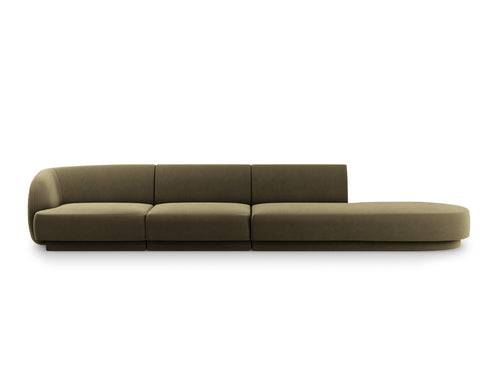 Micadoni Rechte bank Miley 4-zits, flueel, groente - 90x323x70cm