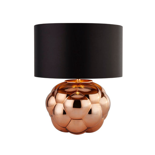 Searchlight Fizz Tafellamp Koper Glas & Zwarte Kunstzijde Kap