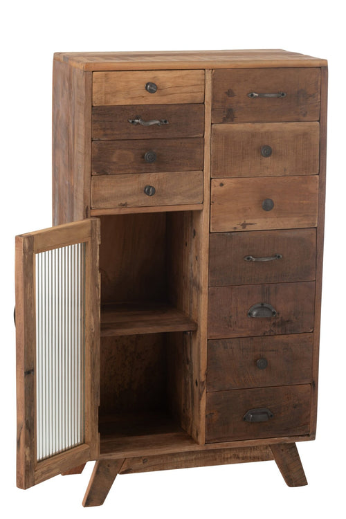 J-Line kast Retro - gerecycleerd hout/glas - naturel